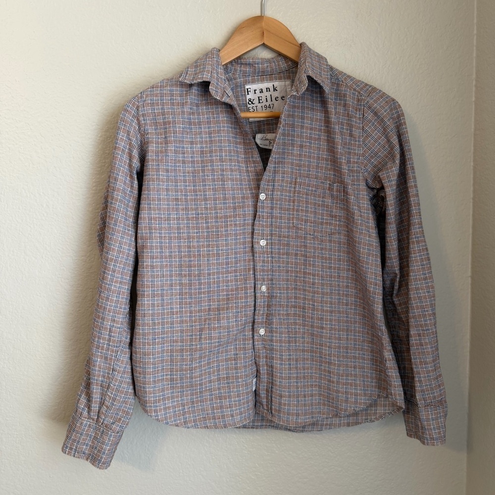 Frank & Eileen Barry Tailored Cotton Plaid Flannel Button-Up Shirt, Size Small